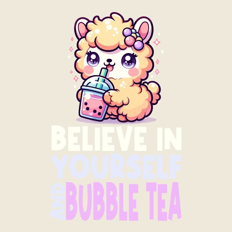 Kawaii Llama Bubble Tea Boba Asian Inspired Design