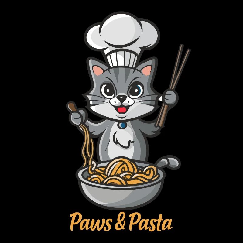 Paws and Pasta Lustige Katzen Tier Sprüche