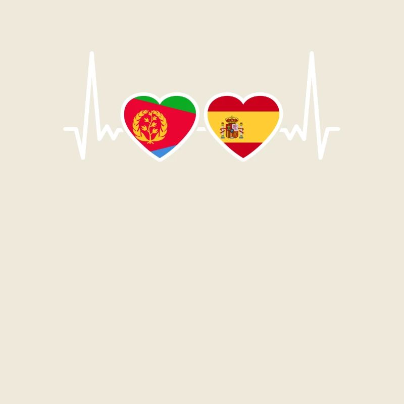 Érythrée Espagne Battement de cœur Drapeau Érythréen