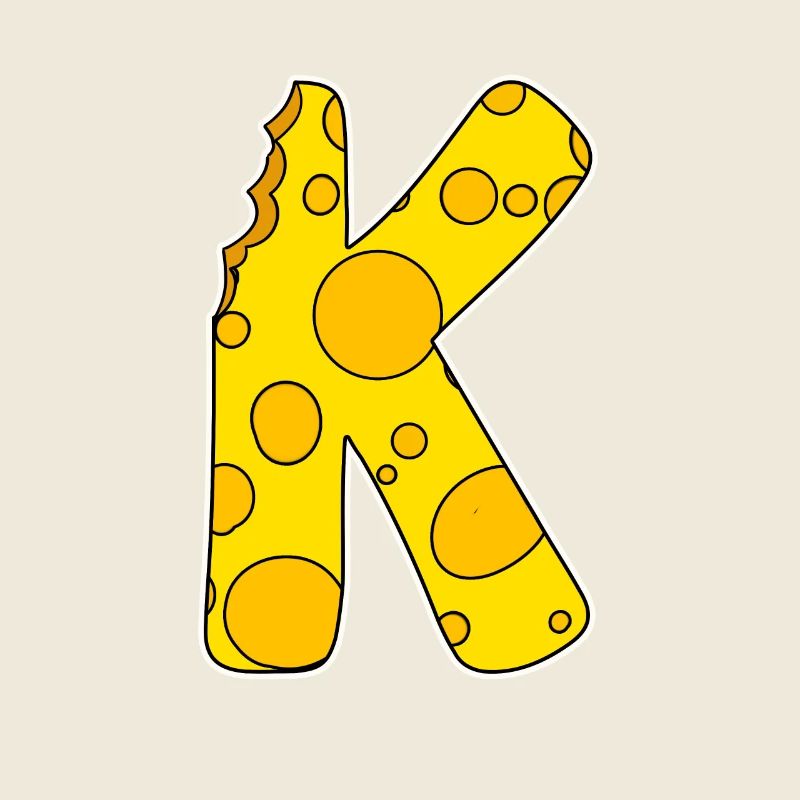 Letter K - Initial Letter K - Cheese Motif