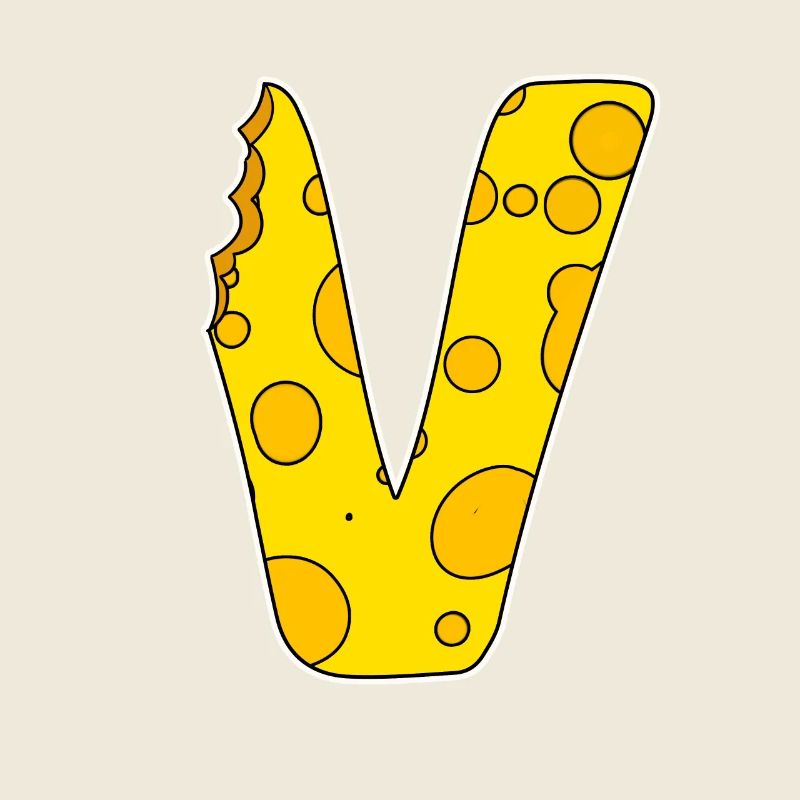 Buchstabe V - Anfangsbuchstabe V - Käse Motiv
