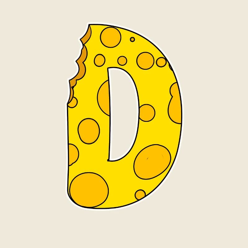 Lettre D - Lettre initiale D - Motif Fromage