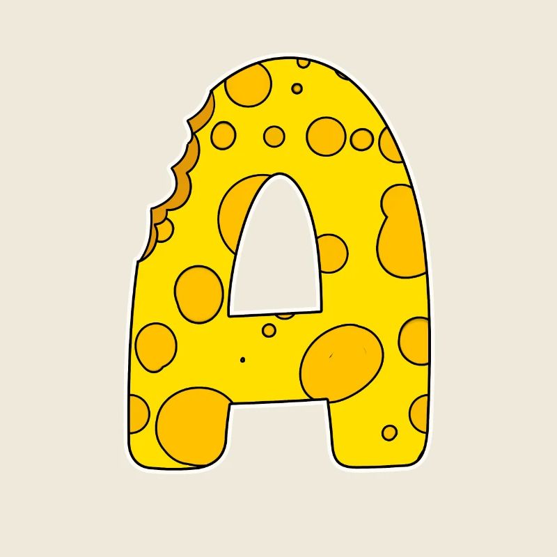 Buchstabe A - Anfangsbuchstabe A - Käse Motiv