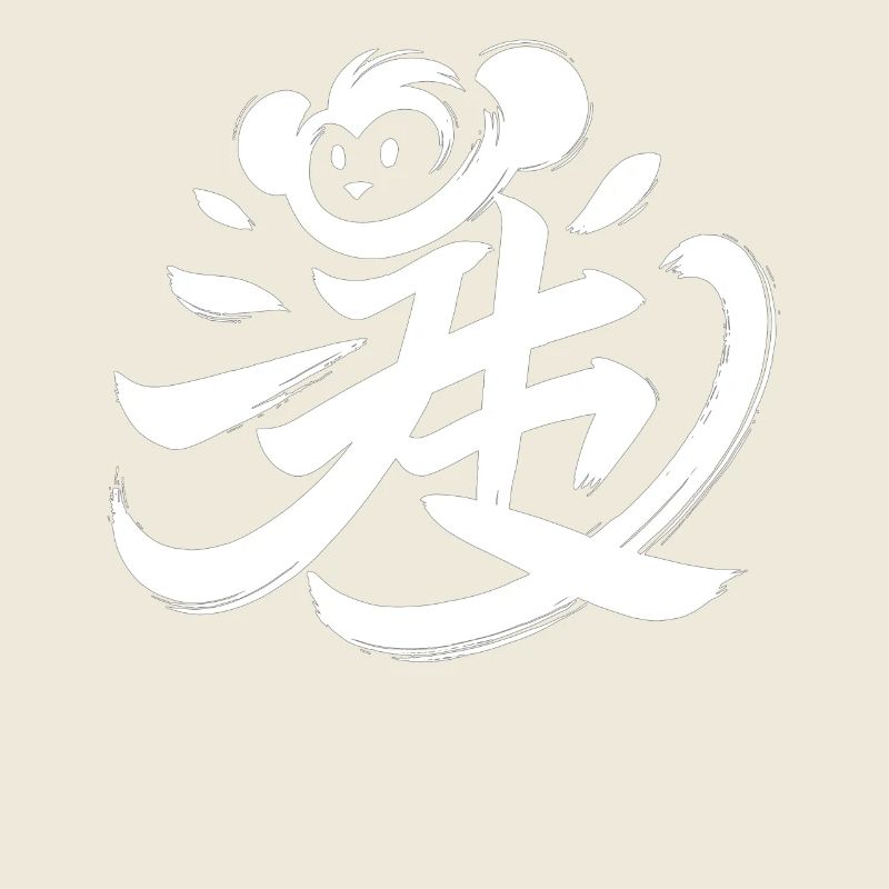 Affe Chinesisches Tierkreiszeichen-Kalligraphie-Symbol
