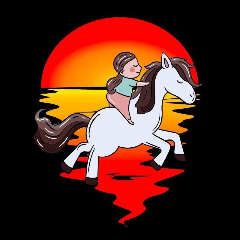Cavalier, Cheval, Enfants, Coucher De Soleil, Balade, Destrier