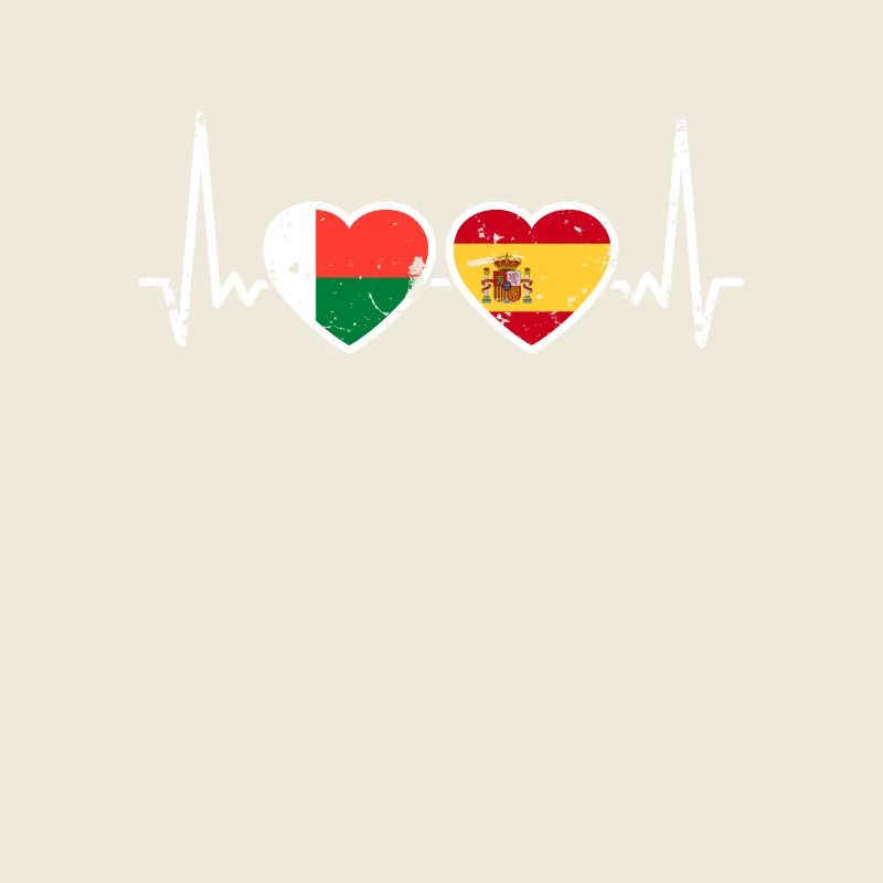 Madagascar Espagne Vintage Heartbeat drapeau