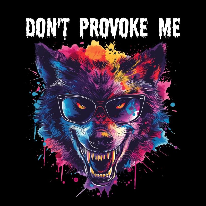 DON T PROVOKE ME. Wolf, Warnung, Botschaft, Cool,