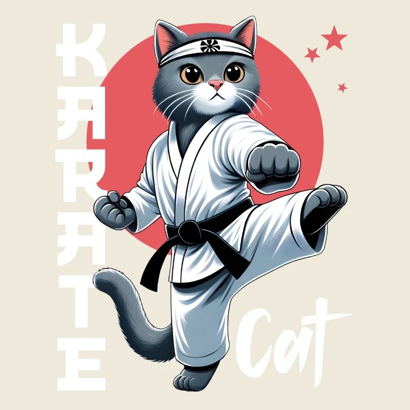 Drôle de chat Karaté Chat Arts Martiaux Design