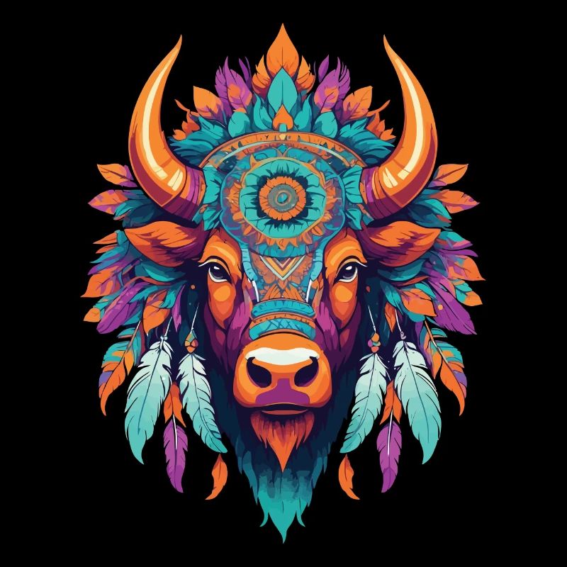 Conception de mandala du Taureau avec des éléments spirituels