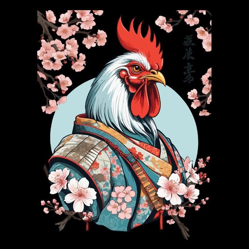 Hühner Samurai Retro Vintage Aesthetic Design