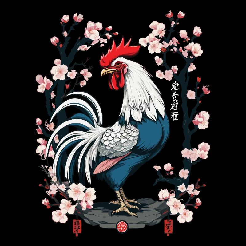 Conception esthétique de fleurs de cerisier de coq asiatique
