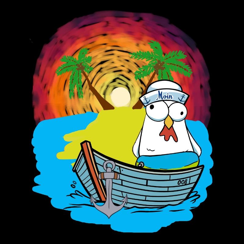Hühner Matrosen Boot Strand Schwimmring Ahoi