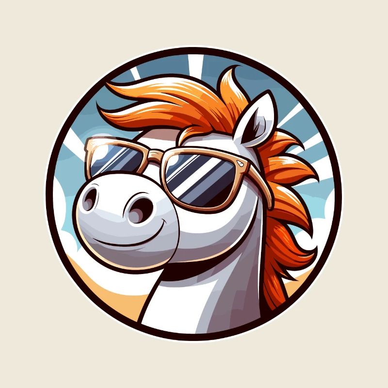 Cheval avec des lunettes de soleil dans un style comique