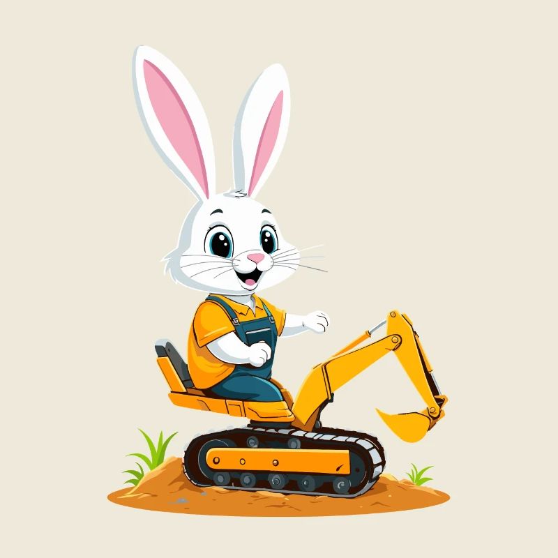 Easter Bunny Excavator Driver Funny Easter Eggs Digging
