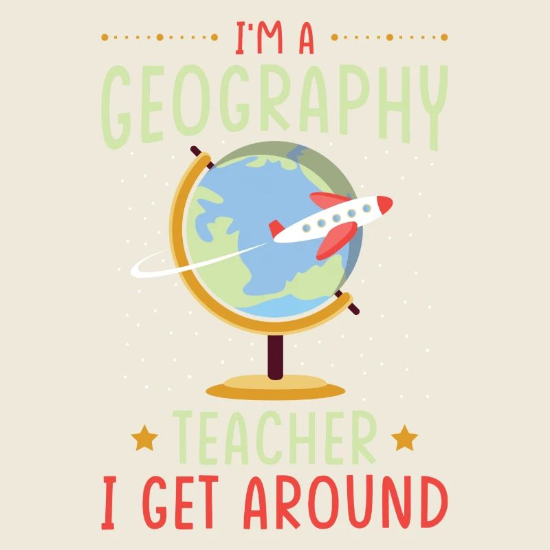Geography teacher with globe motif