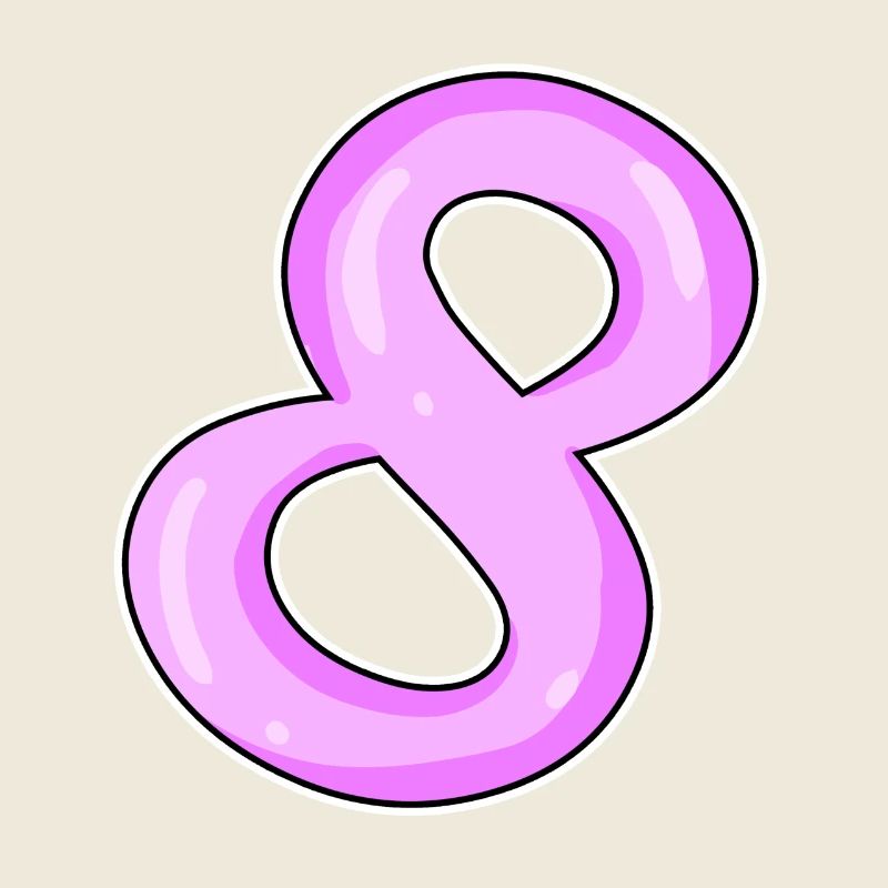 Numéro 8 Numéro Huit Motif Rose