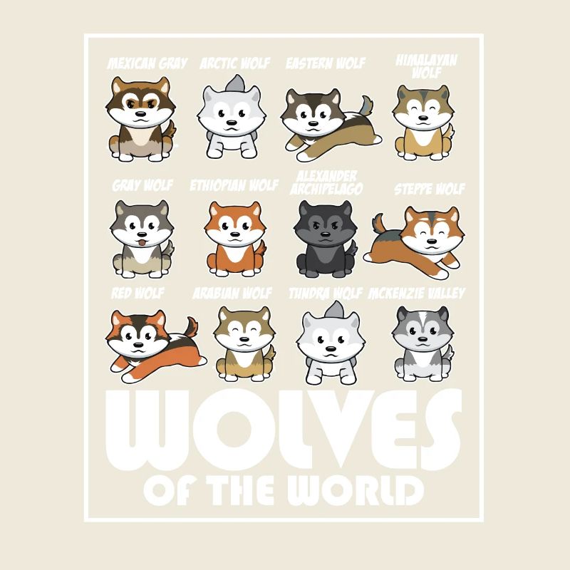 Loups du monde mignon Kawaii loup thème Art
