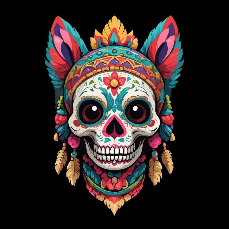 Iconic Sugar Skull Mexico Cat Aesthetic
