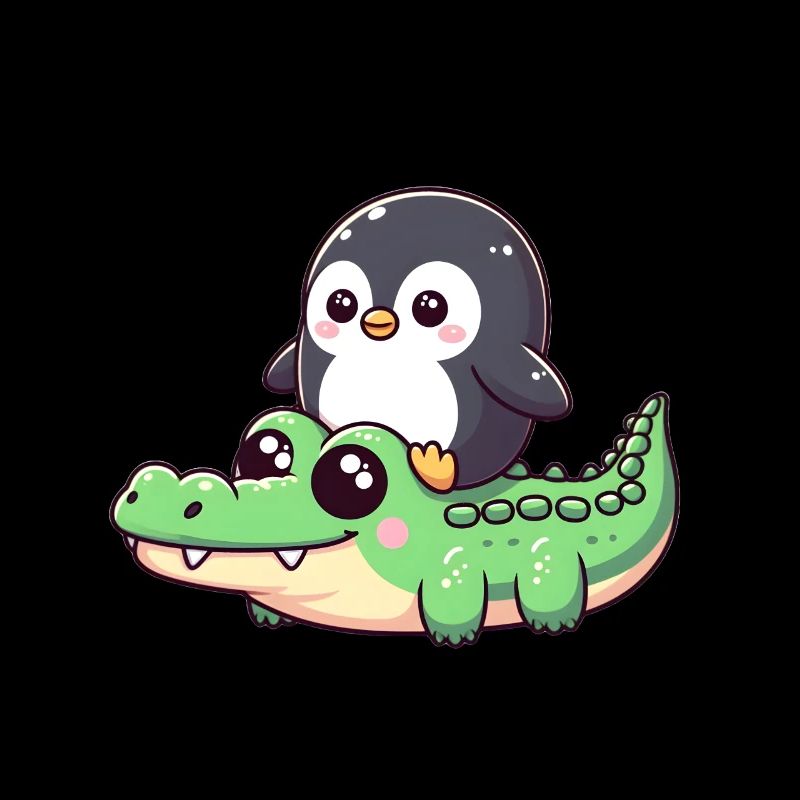 Penguin on crocodile safari