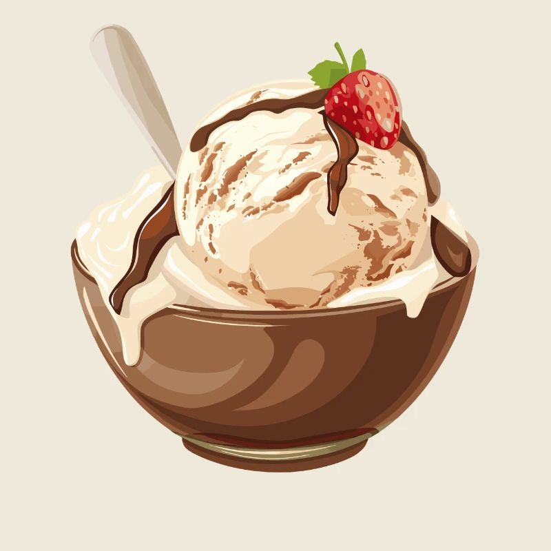 Crème glacée à la vanille avec délice de sauce au chocolat
