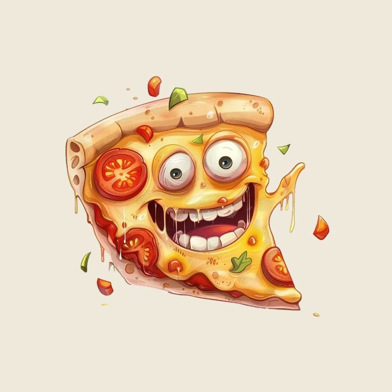 Drôle de tranche de pizza avec visage