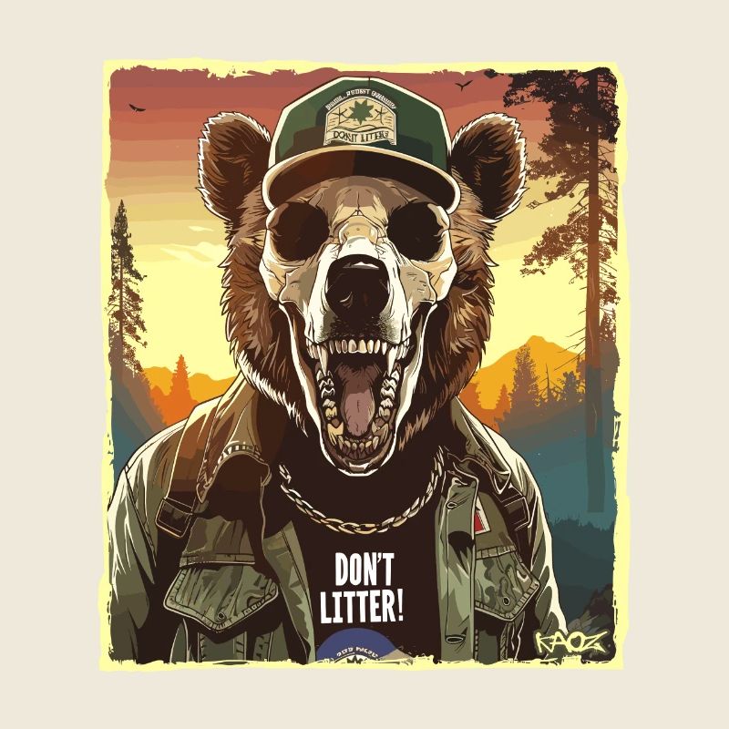 Mountain Ranger Bear, don't leave rubbish lying around