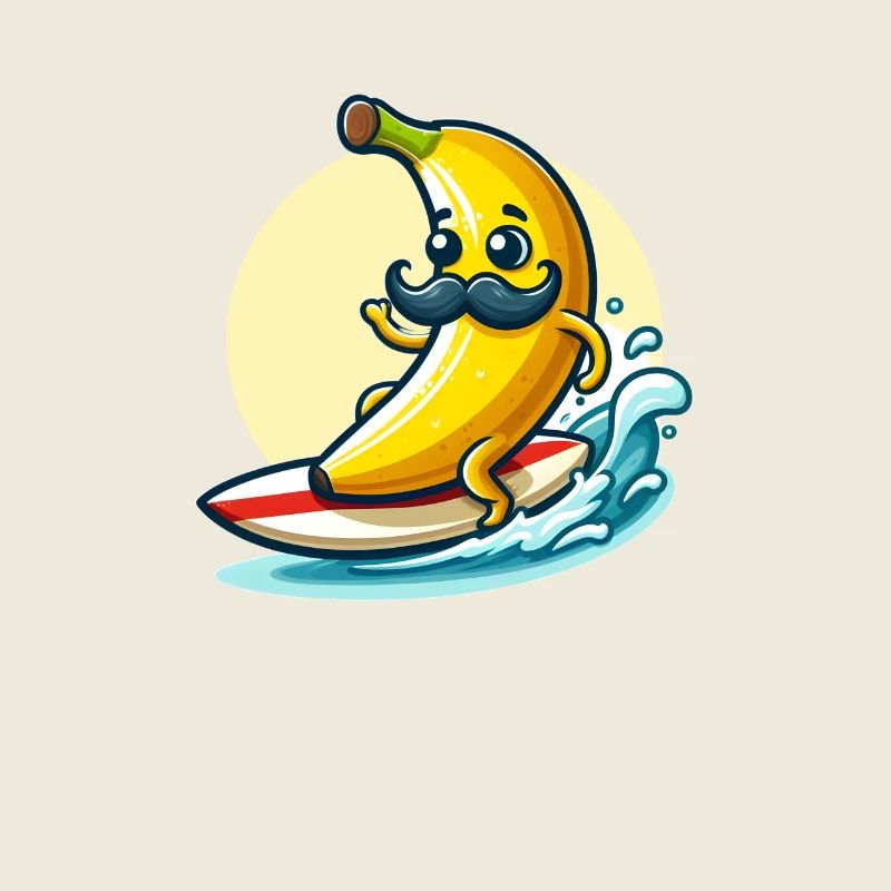 Surfing banana with mustache