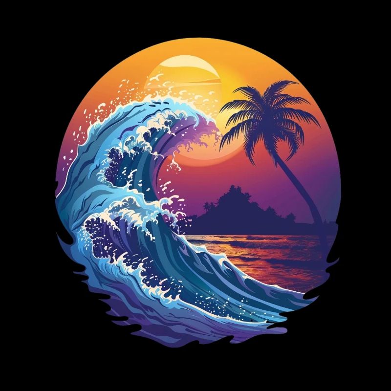 Ocean Sea Wave Sunset Background
