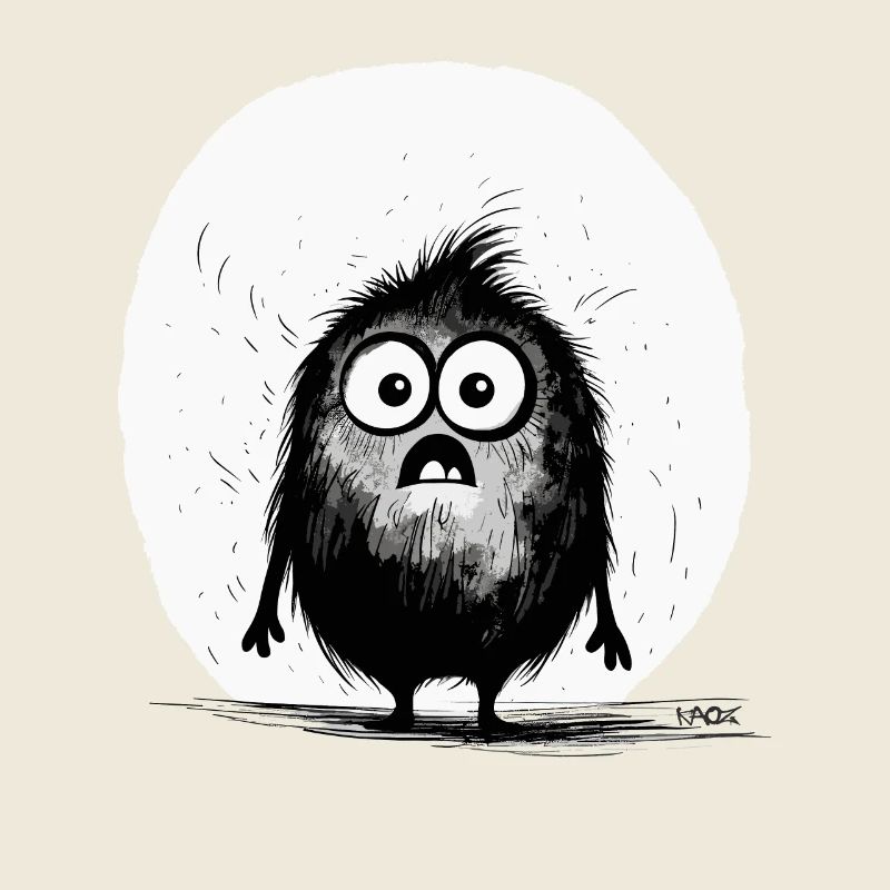 Confus Petit Monstre Mignon Effrayant