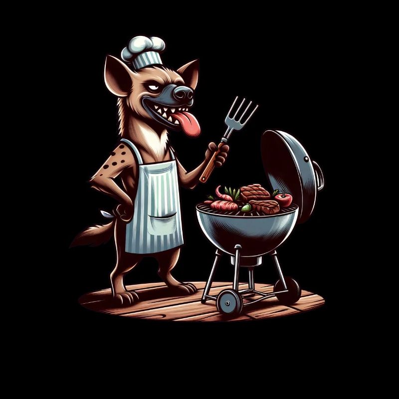 Hyène en chef de barbecue en été