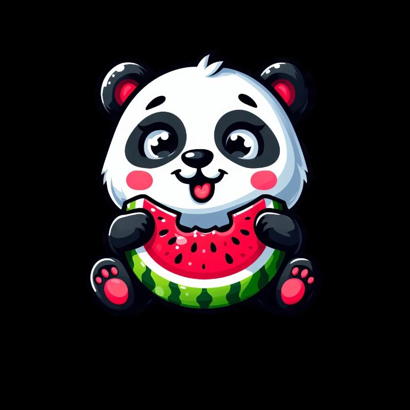 Panda Avec Pastèque Fruité Drôle