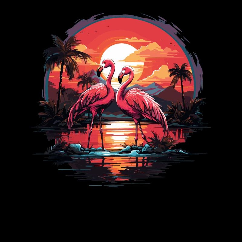 Flamingos Sunset Beach Ocean Flamingo