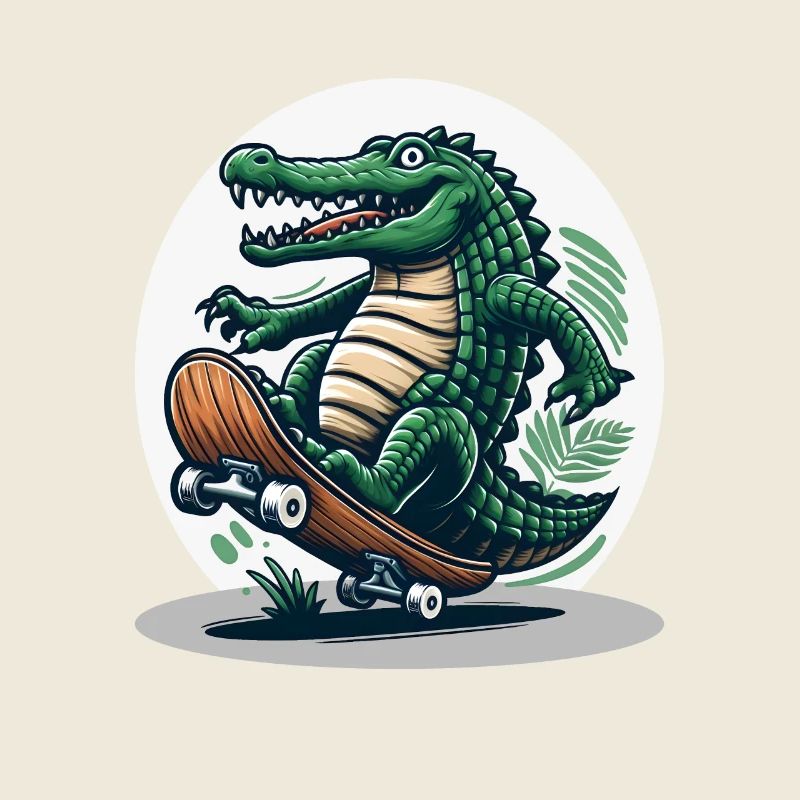 Skateboard fahrendes Krokodil