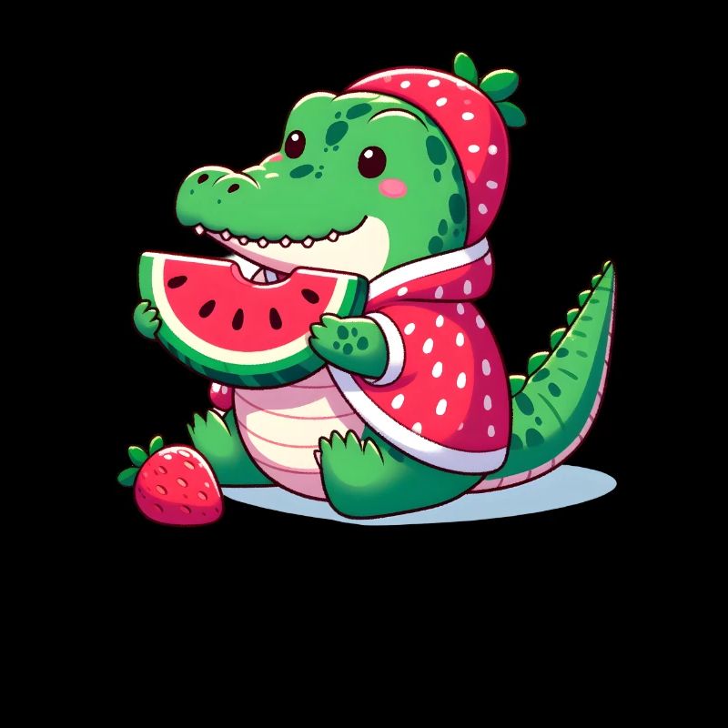 Krokodil im Wassermelonenkostüm
