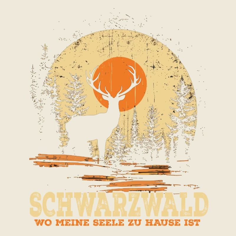 Silhouette de randonnée de la Forêt-Noire Cerf
