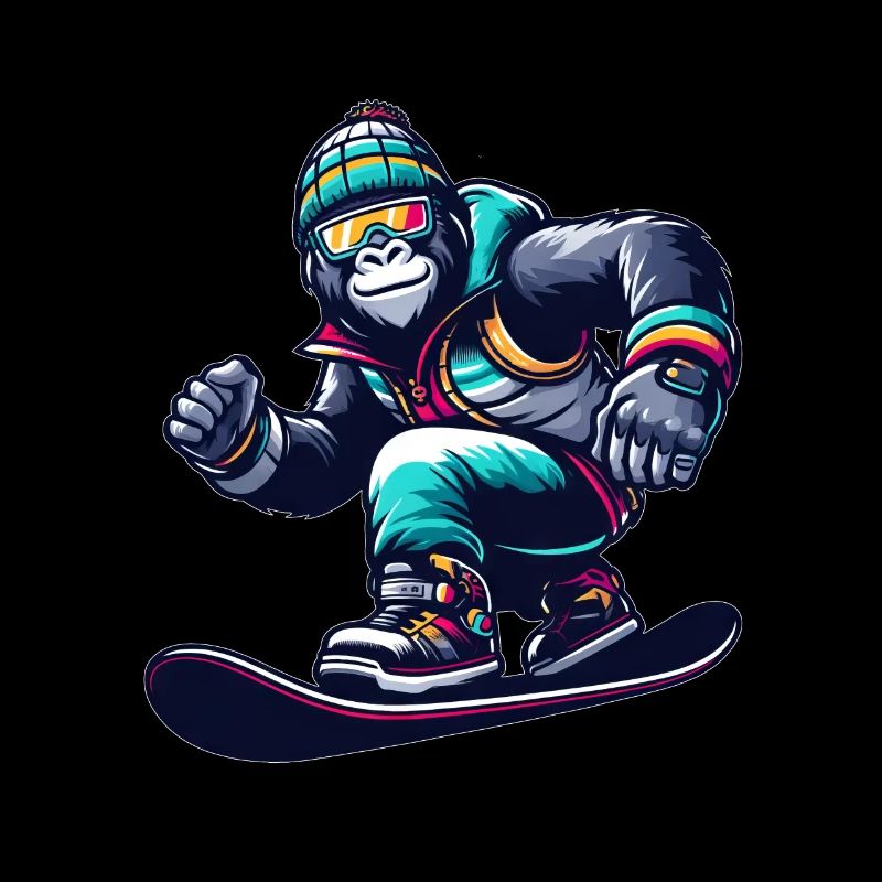 Gorilla Snowboarder Snowboard Vacances d’hiver