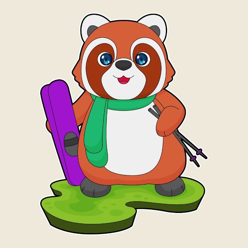 Red Panda Skier Ski