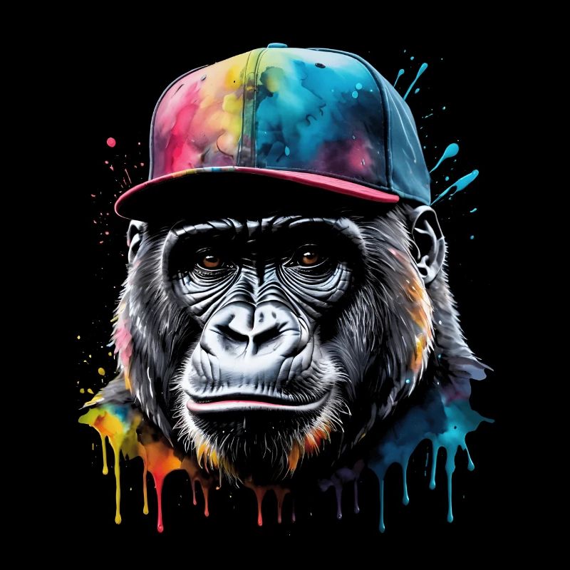Gorilla Snapback Cap Affe Cool Tier Design Print
