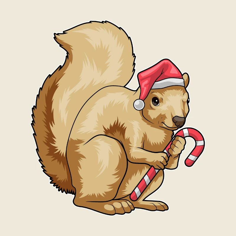 Squirrel Christmas candy cane