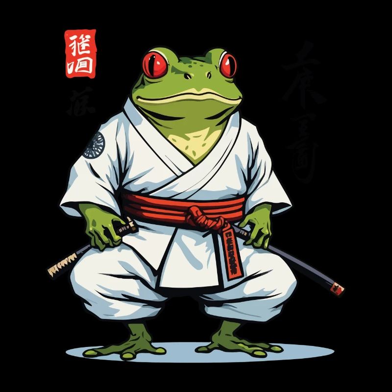 Samouraï Grenouille Vintage Ukiyo-e Style Esthétique