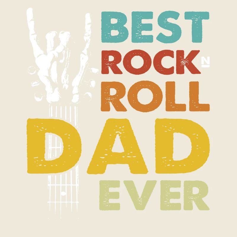 Best Dad Ever w/ Guitar, Rock Music & Skull Theme
