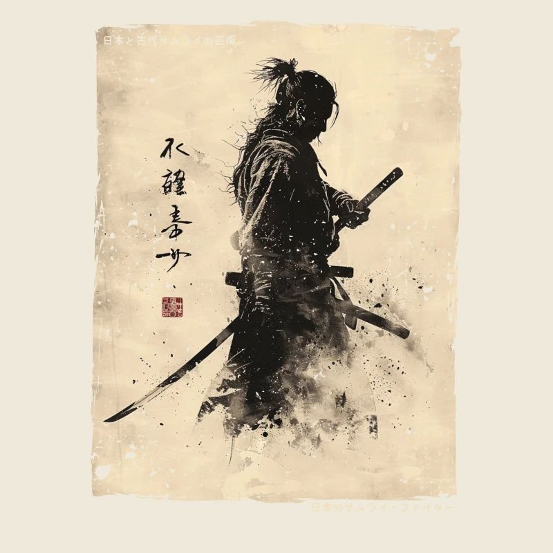 Samurai Fighter - Illustration japonaise Ukiyo-e