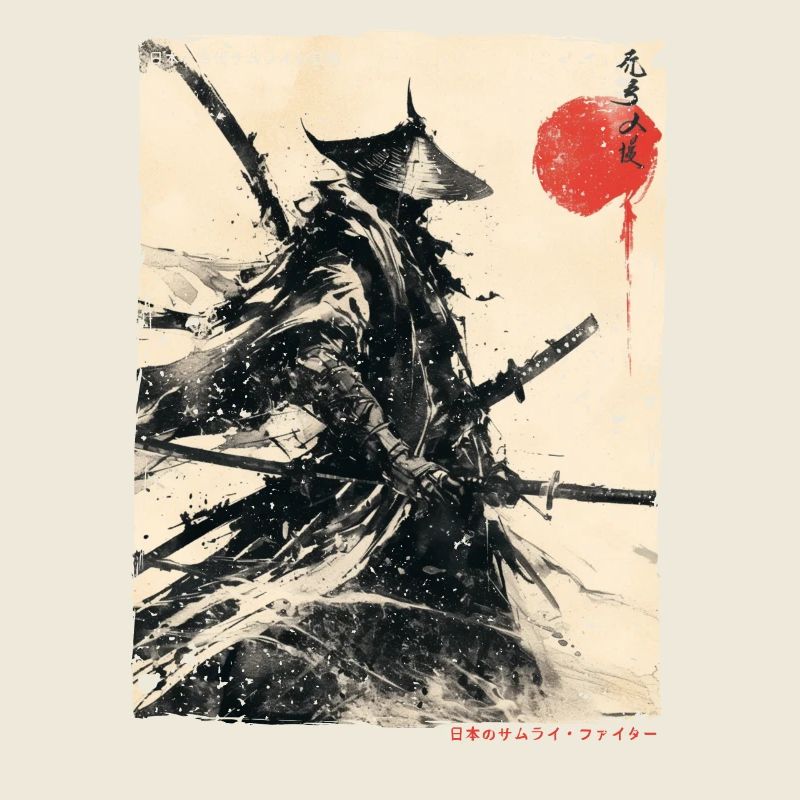 Samurai Fighter - Illustration japonaise Ukiyo-e