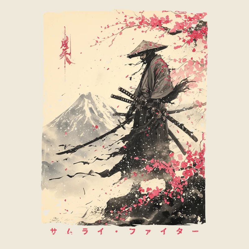 Samurai Fighter - Illustration japonaise Ukiyo-e