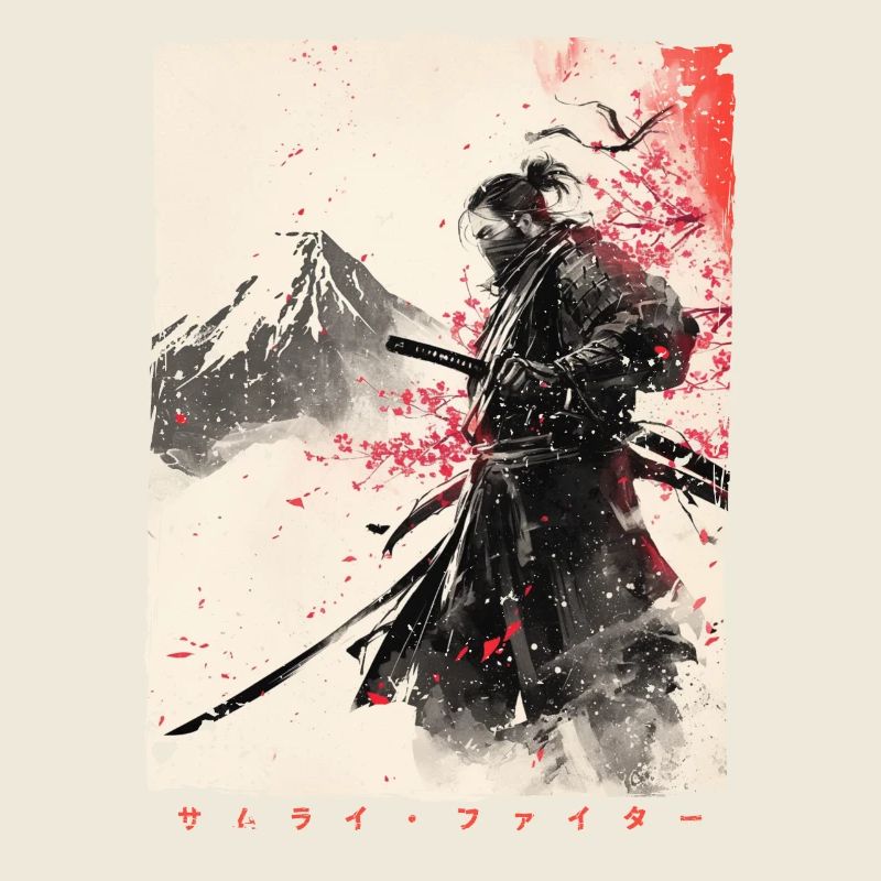 Samurai Fighter - Illustration japonaise Ukiyo-e