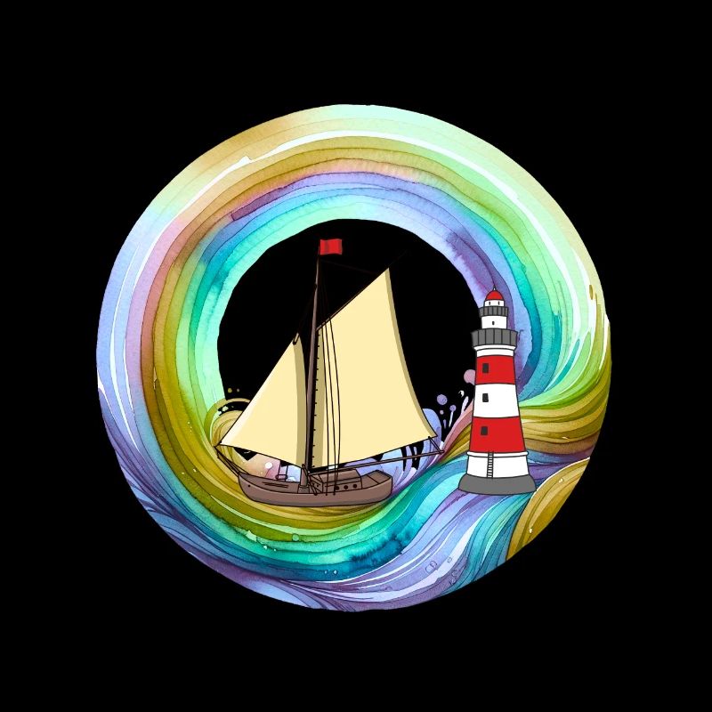 Regenbogen Segelschiff Boot Leuchtturm Küste