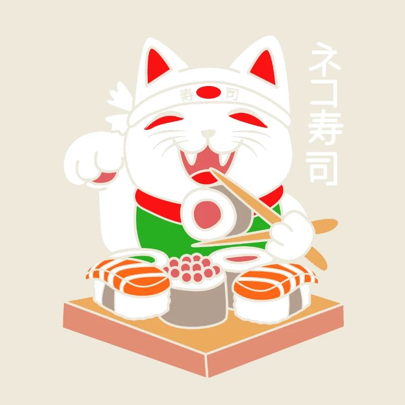 Maneki Neko Japan Glücksbringer Sushi