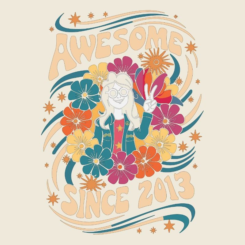 Vintage 2013 Hippie Anniversaire Rétro Fleurs