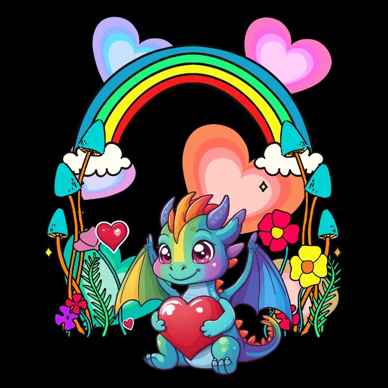 Regenbogen Drachen Drache Herz Geburtstag Kinder