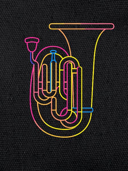 Tuba Drawing Retro